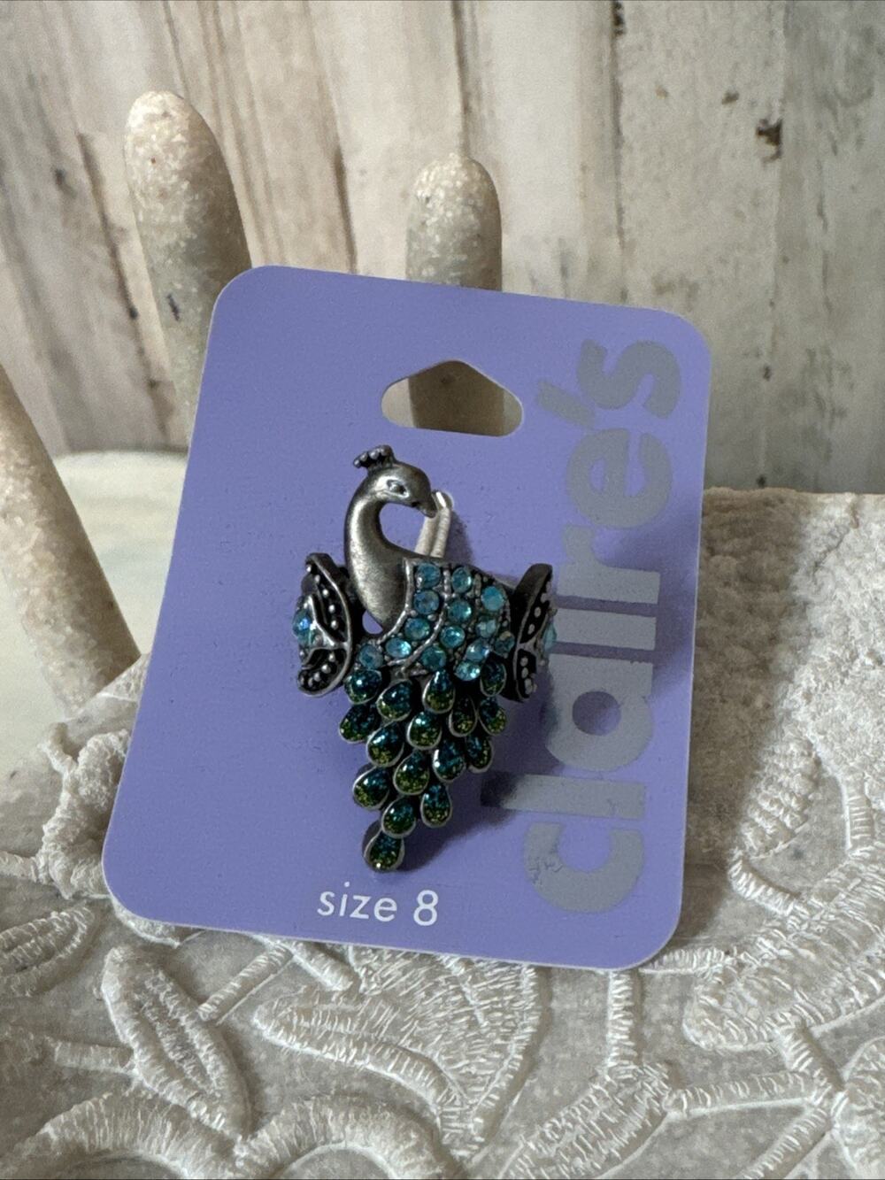 Claire’s Peacock Ring Size 8 New!
